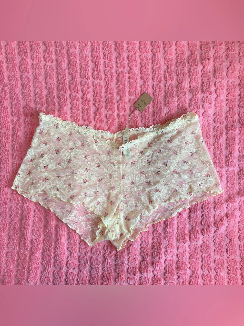 🌸 SKIMS Stretch Lace Trim Cami & Short Set | Butter Rosebud Print | XL | NW